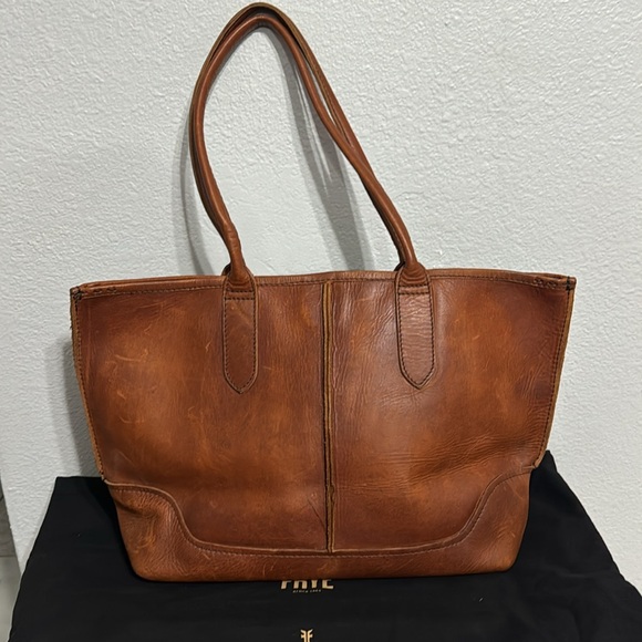 Frye Cara Cognac Brown Leather Tote Bag - Picture 4 of 6